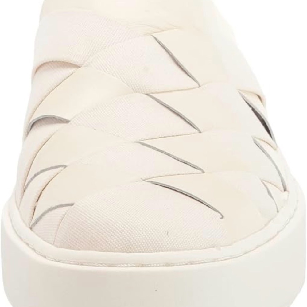 NWT Lucky Brand Leather Killian Pristine White Slip-On Woven Mules - Picture 2 of 8